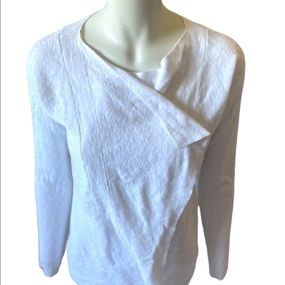 Eileen Fisher White Linen Blend Open Front Cardigan- Size Small - Picture 2 of 12